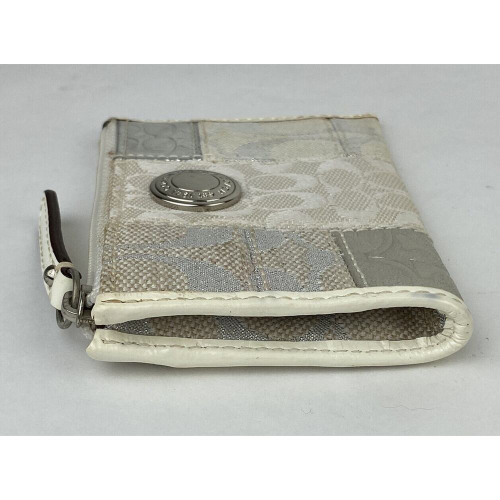Coach Patchwork White Silver Canvas Small Zip Coi… - image 6